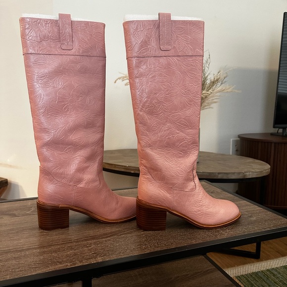 Cecelia New York Melloree Tall Pink Floral Embossed Boots - Picture 5 of 7